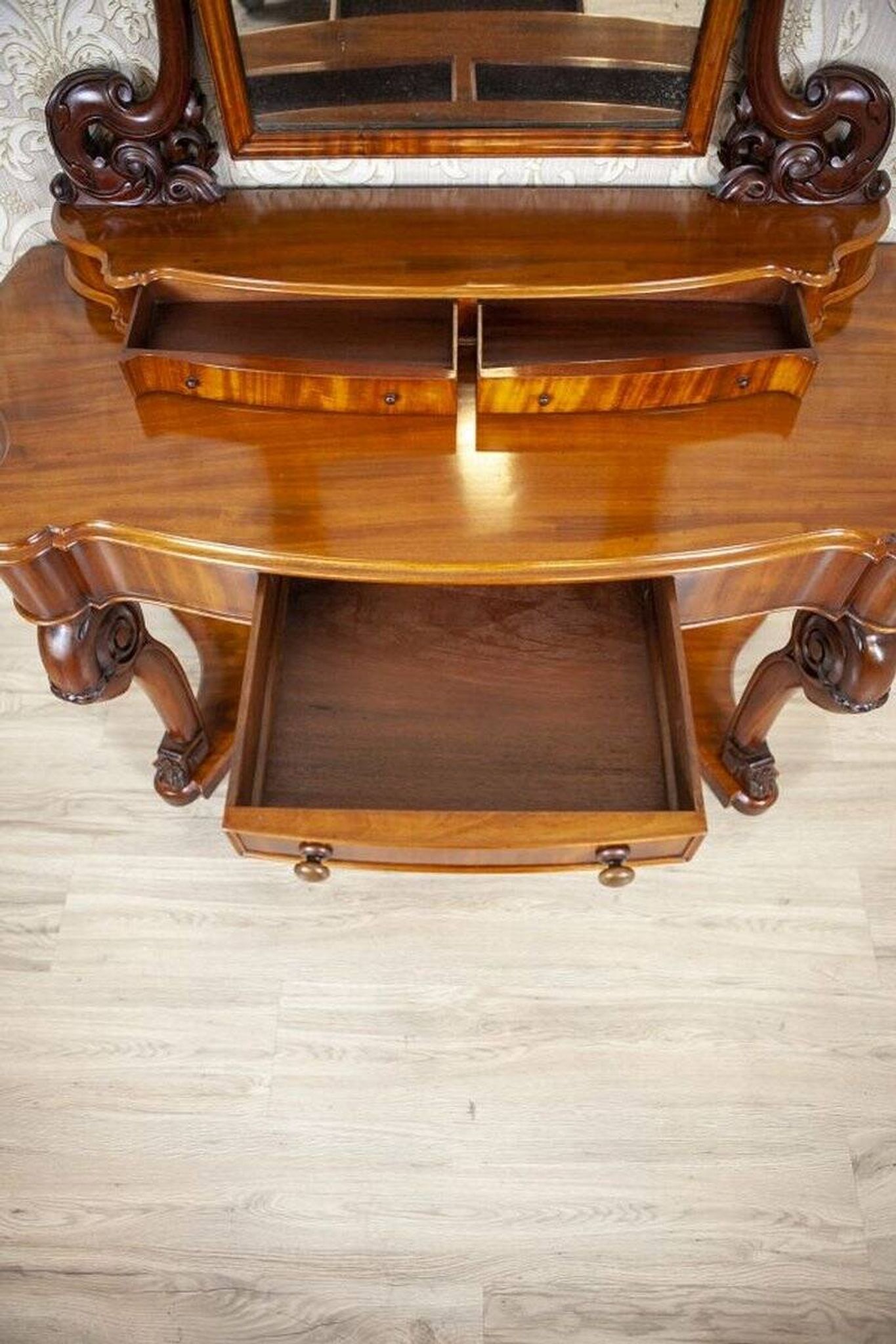 Table de coiffeuse antique en acajou, années 1890