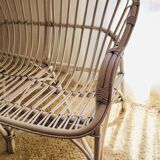 White rattan bench