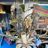 Flower painted metal chandelier