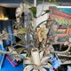 Flower painted metal chandelier