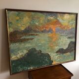 Oil painting on canvas sunset