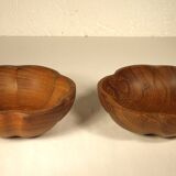 Pair of empty teak pocket cups