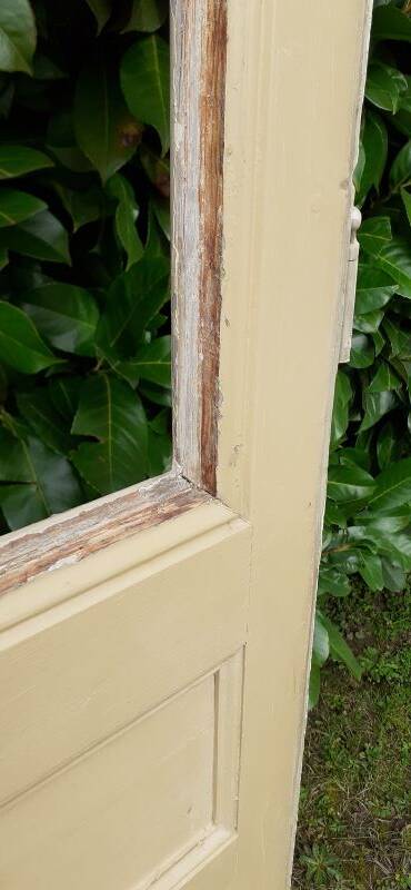 Glass communication door h221.5x90cm old 4 panes without interior glazing