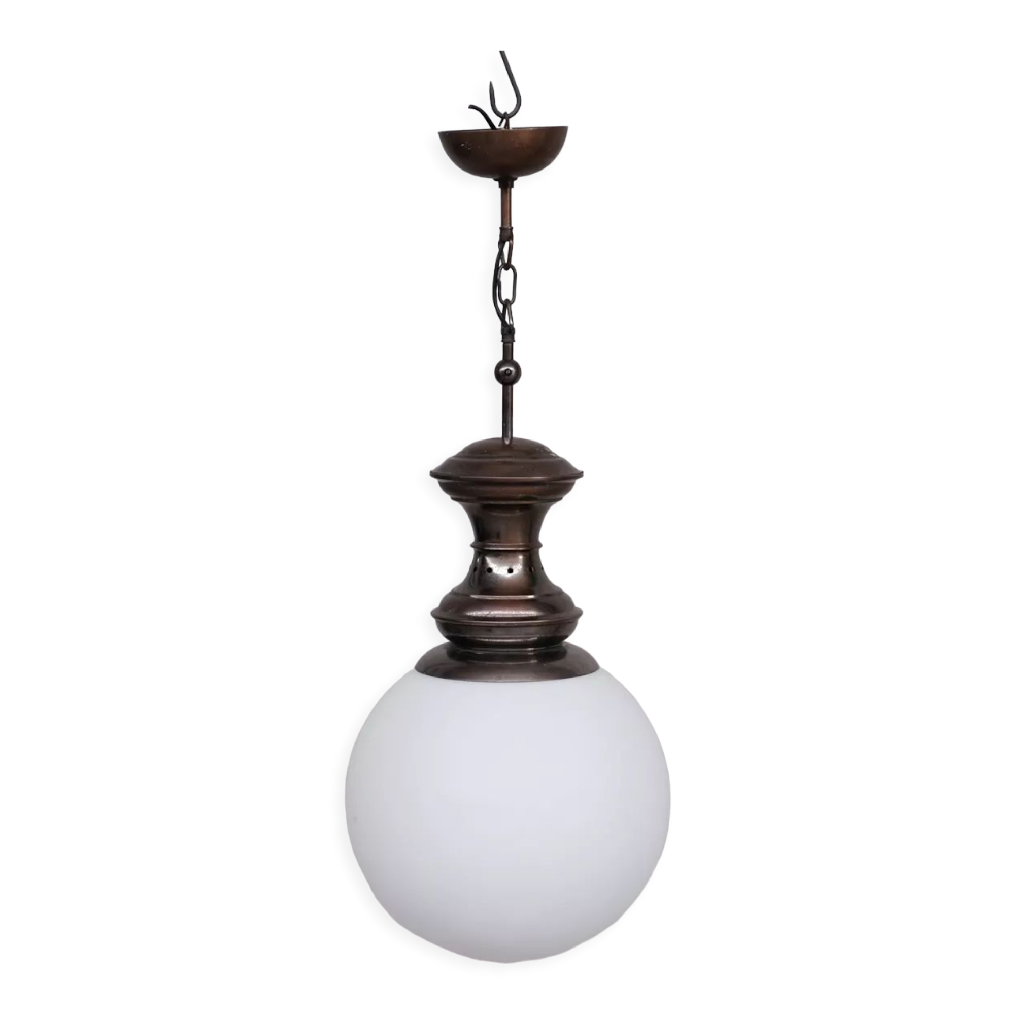 Italian mid-century brass and glass pendant light