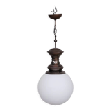 Italian mid-century brass and glass pendant light