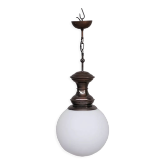 Italian mid-century brass and glass pendant light