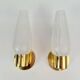 Mid-Century Swedish Wall Lamps in Brass and Glass, 1970, Set of 2