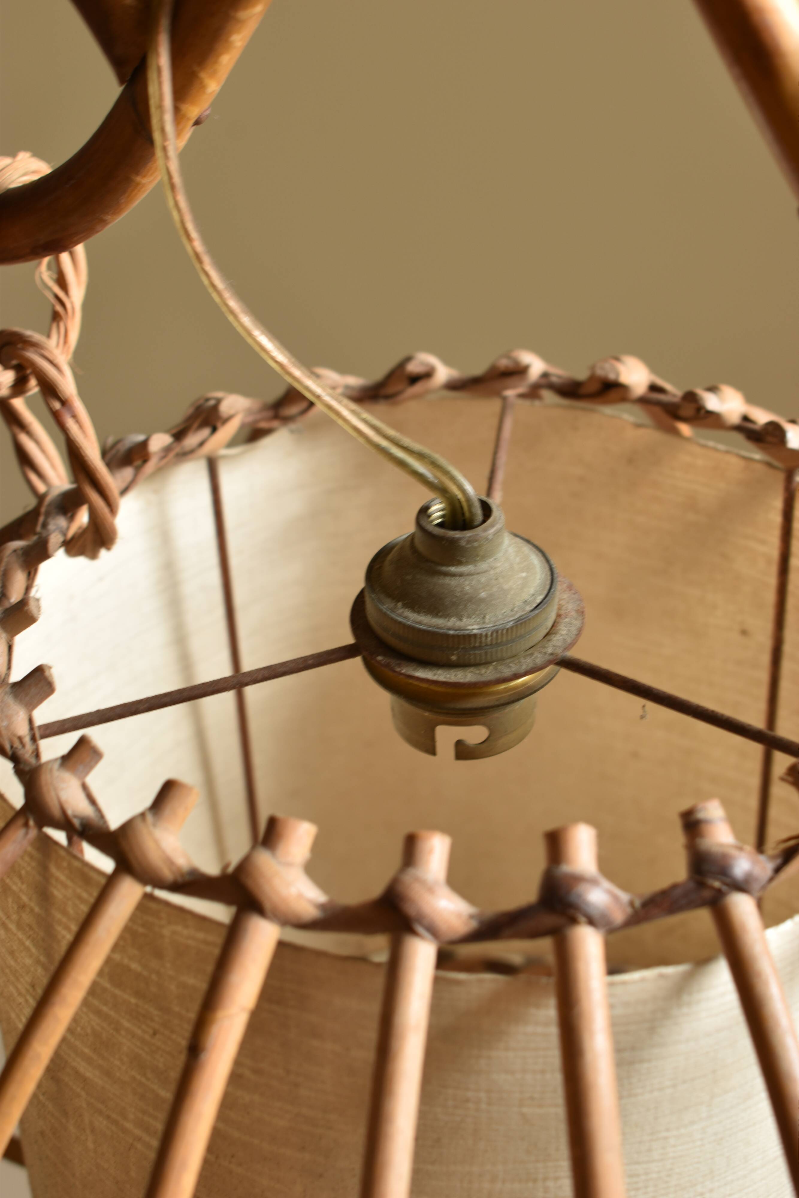 Vintage rattan chandelier 60s