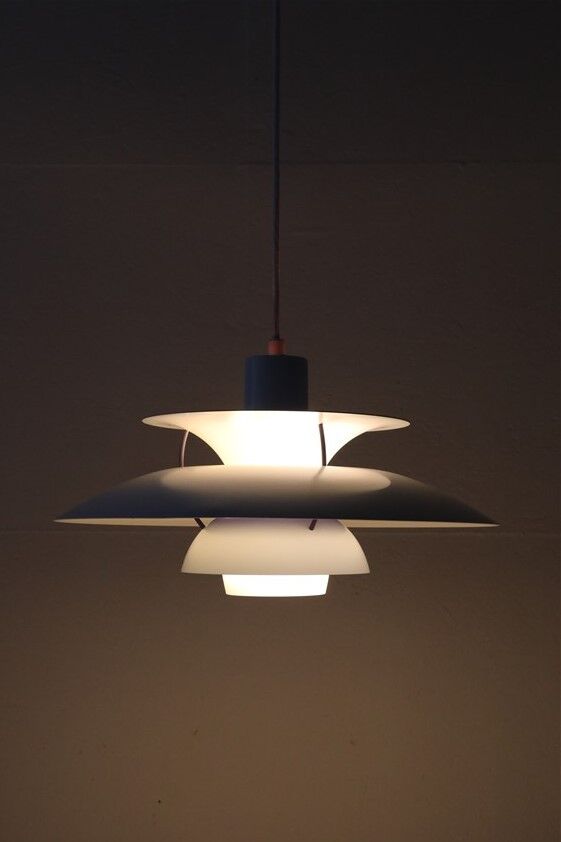 Louis Poulsen / Poul Henningsen “PH 5” pendant lamp with glass diffuser / Mid-century Danish modern design / PH5