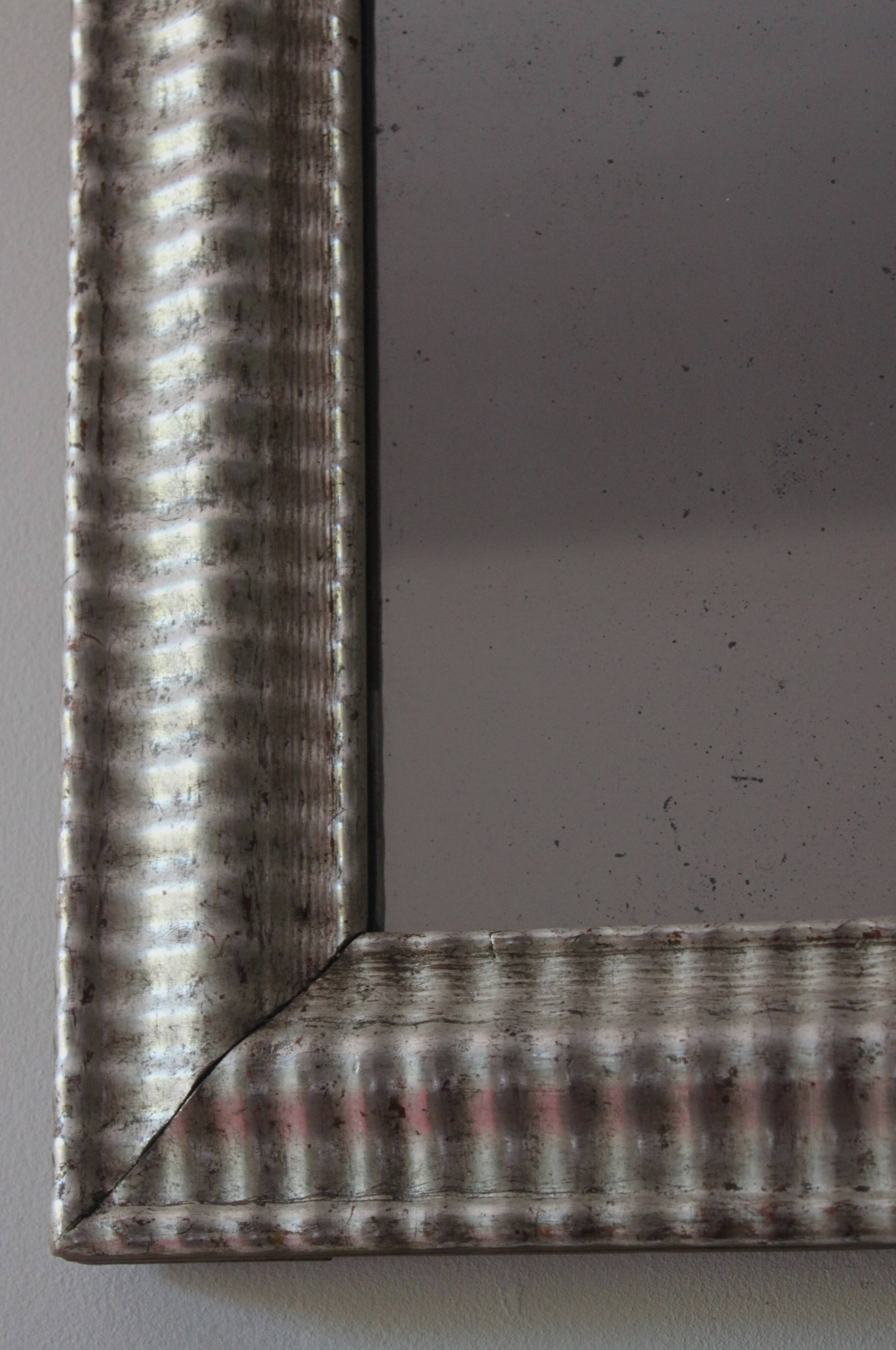 Antique silver mirror 19th century with its mercury glass