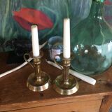 Duo of brass candlesticks