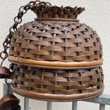 Pair of rattan ceiling lights