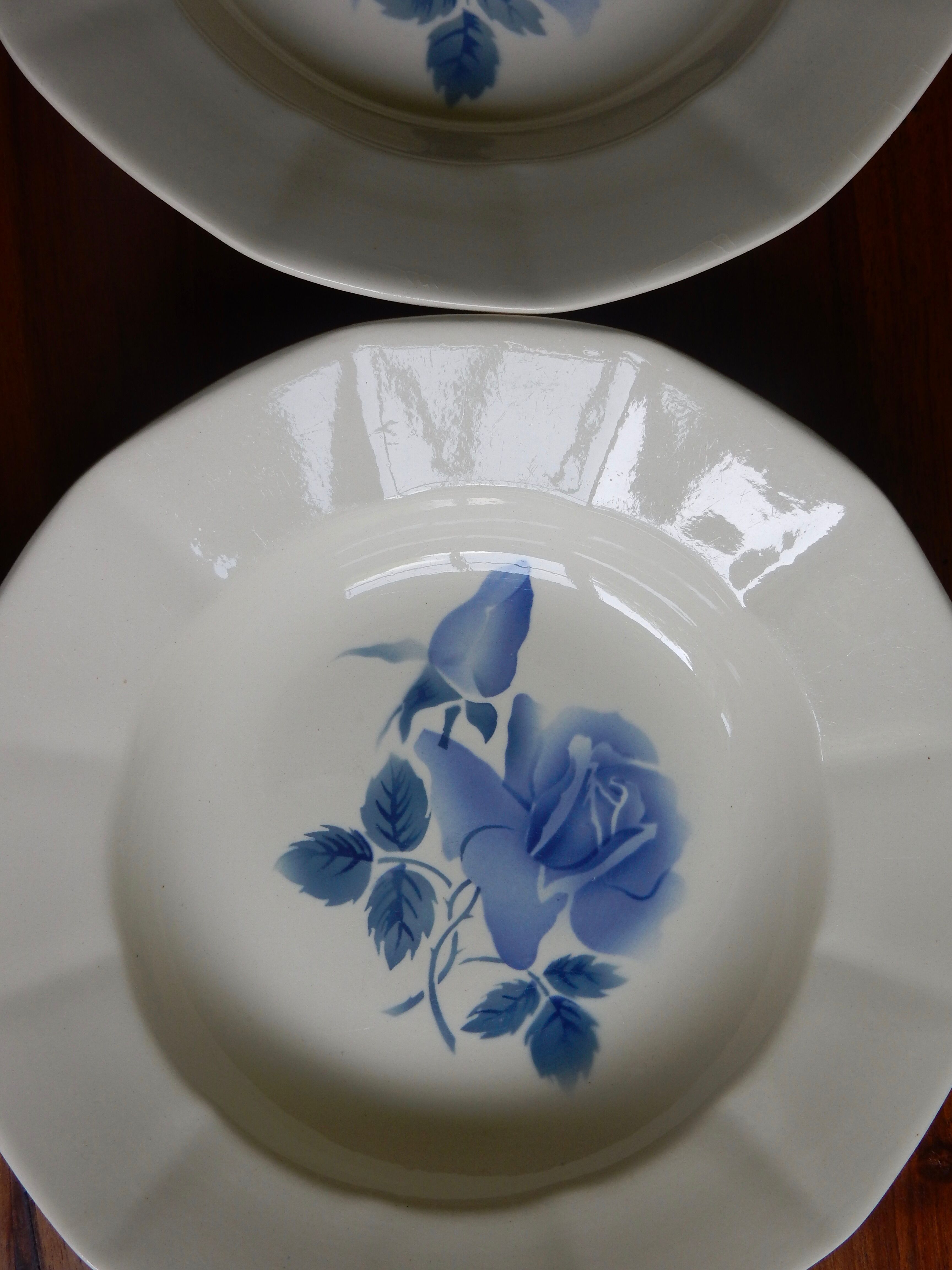 6 hollow plates Digoin Sarreguemines / Pattern Blue Roses