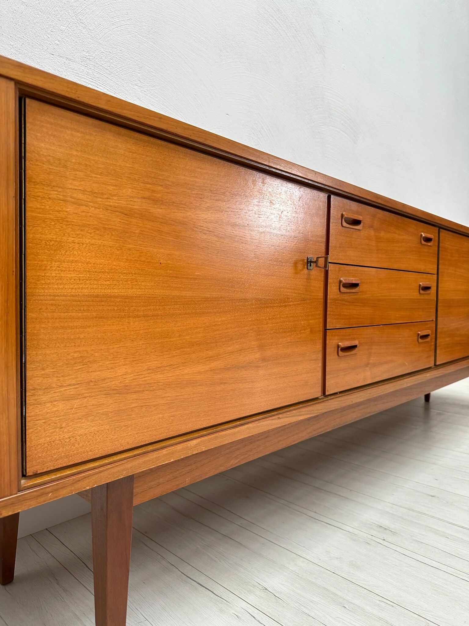1960s extra large vintage minimalistic teak sideboard