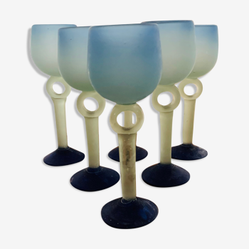 Set of 6 glasses with glass paste stemmed