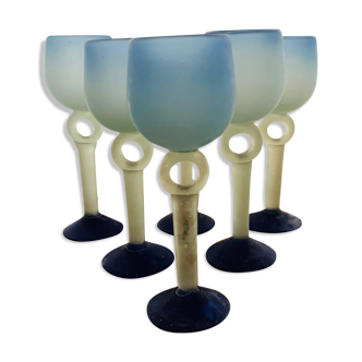 Set of 6 glasses with glass paste stemmed