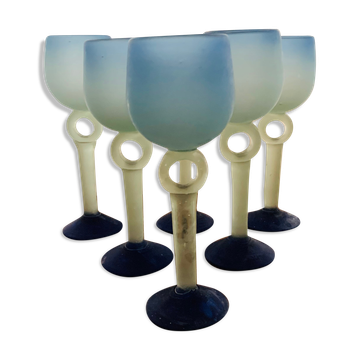 Set of 6 glass paste stemmed glasses