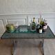 Table basse en mosaïque céramique vert sauge et noir, Allemagne, années 1970