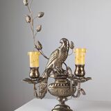 Pair of wall sconces with parrots and leaves