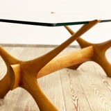 Scandinavian mahogany and glas coffee table by Illum Wikkelso for CF Christiansen Silkeborg, 1960s