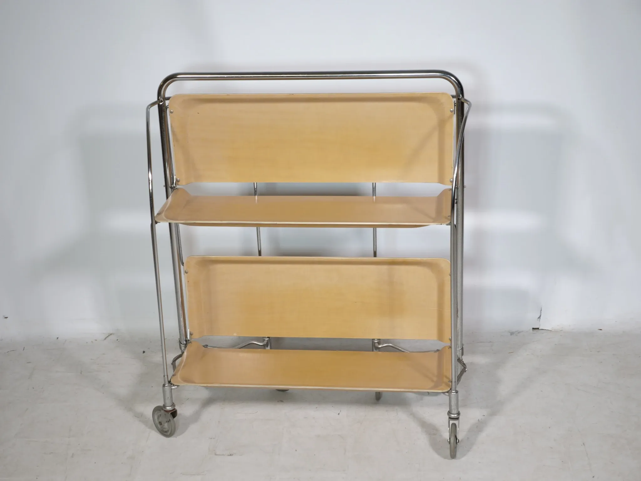 Mid Century Folding Serving Trolley in Chrome by Bremshey, 1960s
