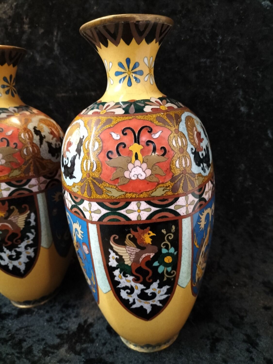 Pair of Japanese cloisonné vases late 19th century