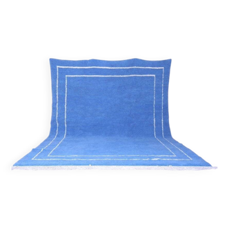 Handmade traditional blue Moroccan wool rug