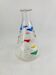 Vintage glass carafe 1960 Atomic boomerang decor blue red yellow