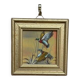 Huile sur panneau de style mi-siècle "Oiseaux" par inconnu, vintage et encadrée 11 × 11 cm