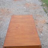 Vintage 1950s pine chest of drawers, compass legs, 3 drawers