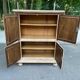 Buffet armoire with 4 doors, diamond point, stripped in light oak from the 1970s.