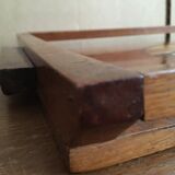Old wooden serving tray with marquetry drawing