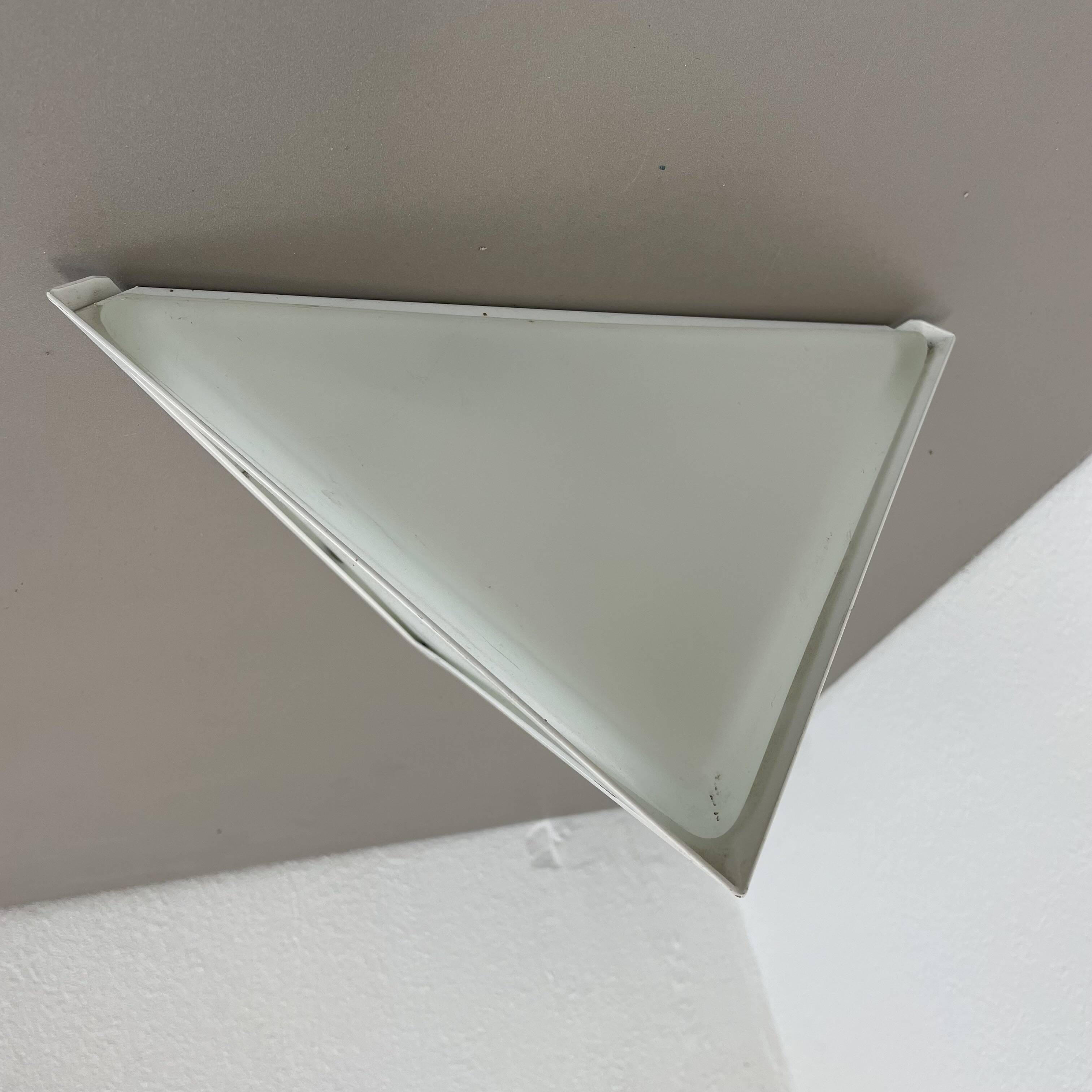 Original cubic satin white glass wall light by glashütte limburg, germany 1980s