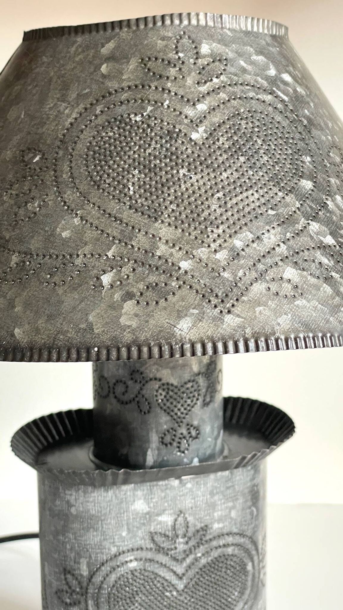 LAMPE Coeur ZINC Vintage
