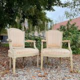 Jean Paul-françois Paire De Fauteuils En Bois Laqué D’époque Louis XVI XVIII Eme Siècle
