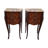 Pair of Louis XV style bedside tables in Marquetry