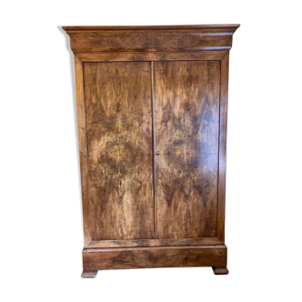 Louis Philippe solid walnut cabinet and walnut bramble veneer doors