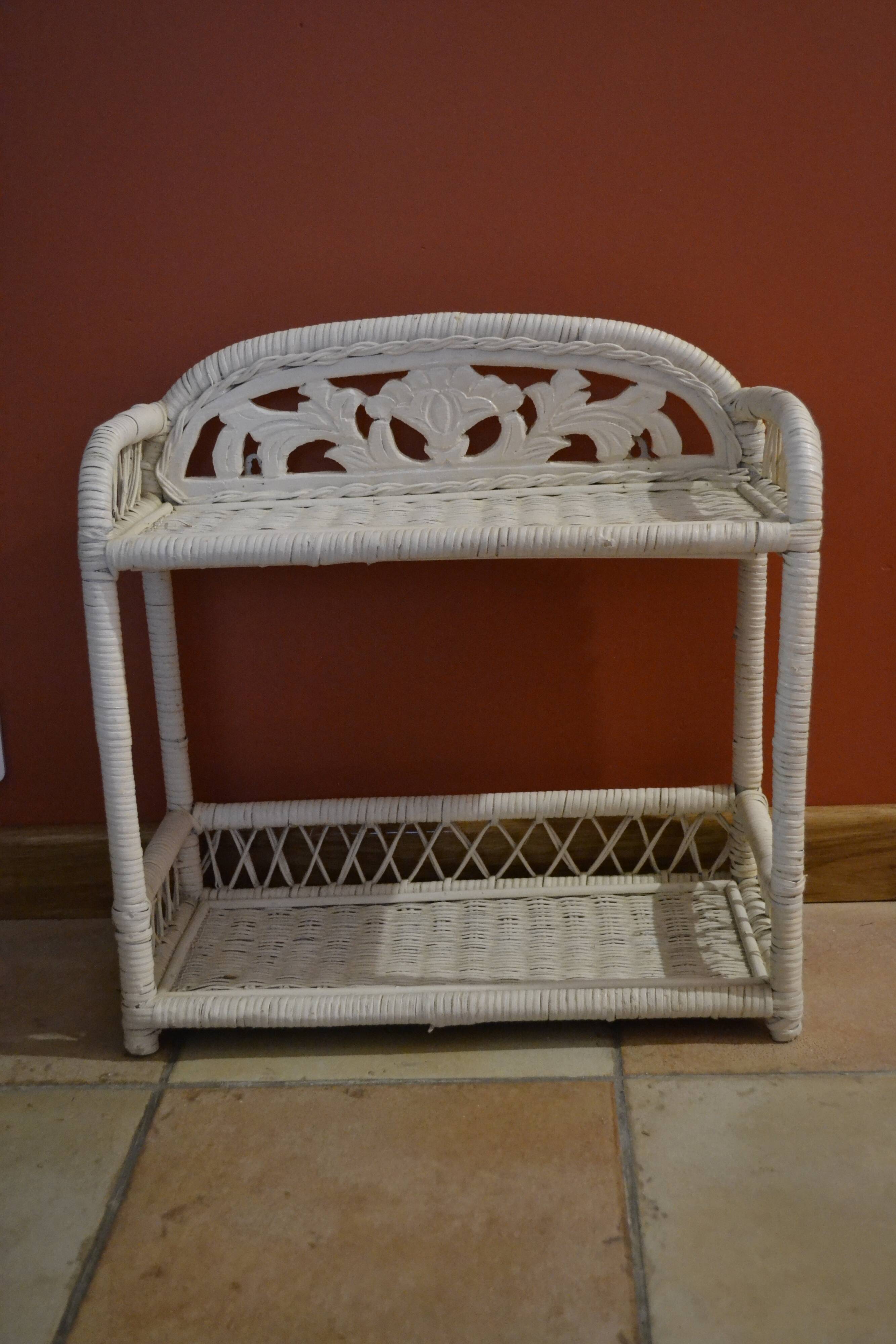 White rattan shelf