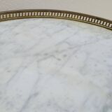 Table basse bouillotte en marbre blanc style Louis xvi ancienne
