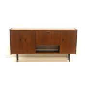 Vintage sideboard cabinet with beautiful handles on metal legs