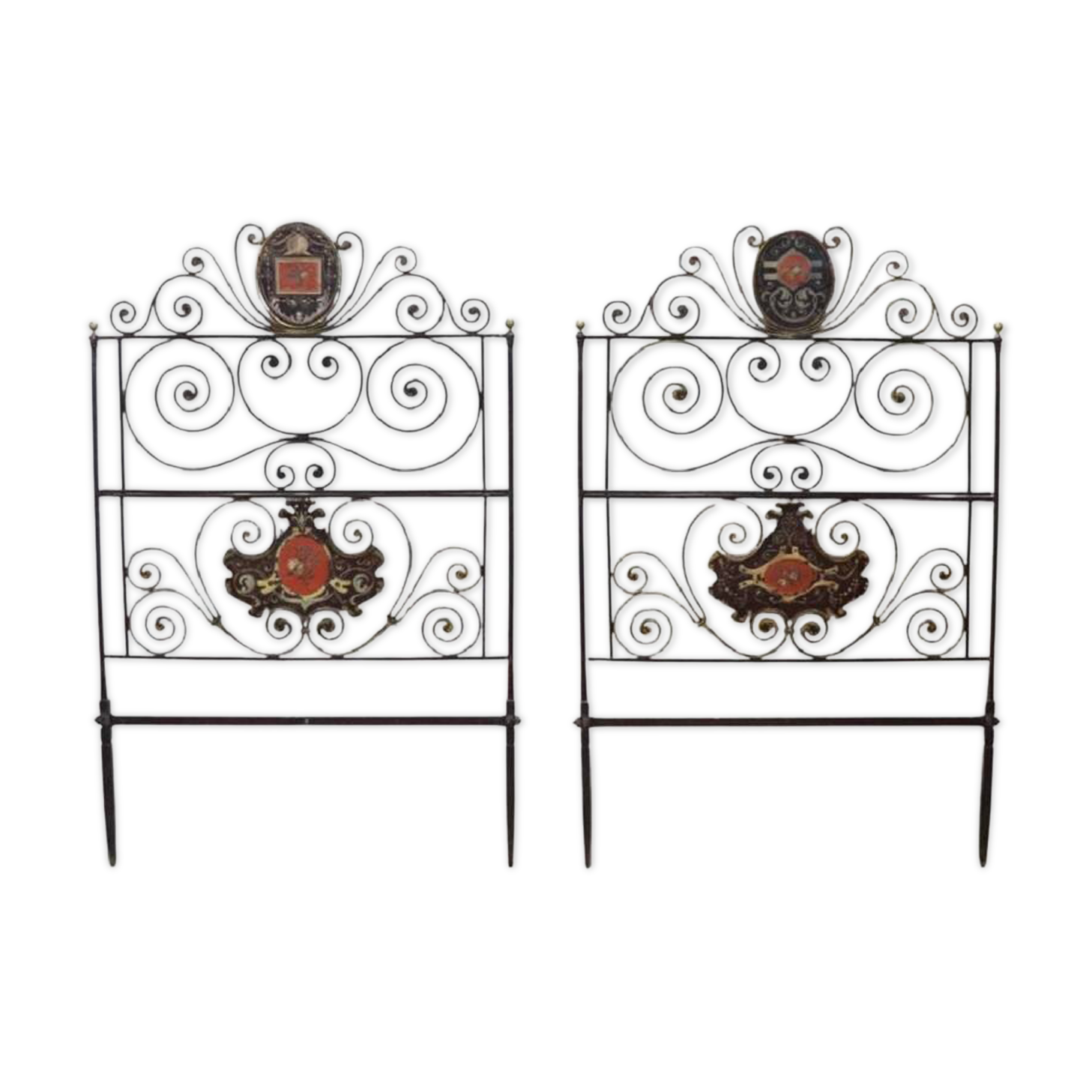 Pair Of Antique Headboards In Wrought Iron, Italy Early 19th Century