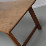 Grande table à manger rustique française du XIXe siècle en orme et chêne