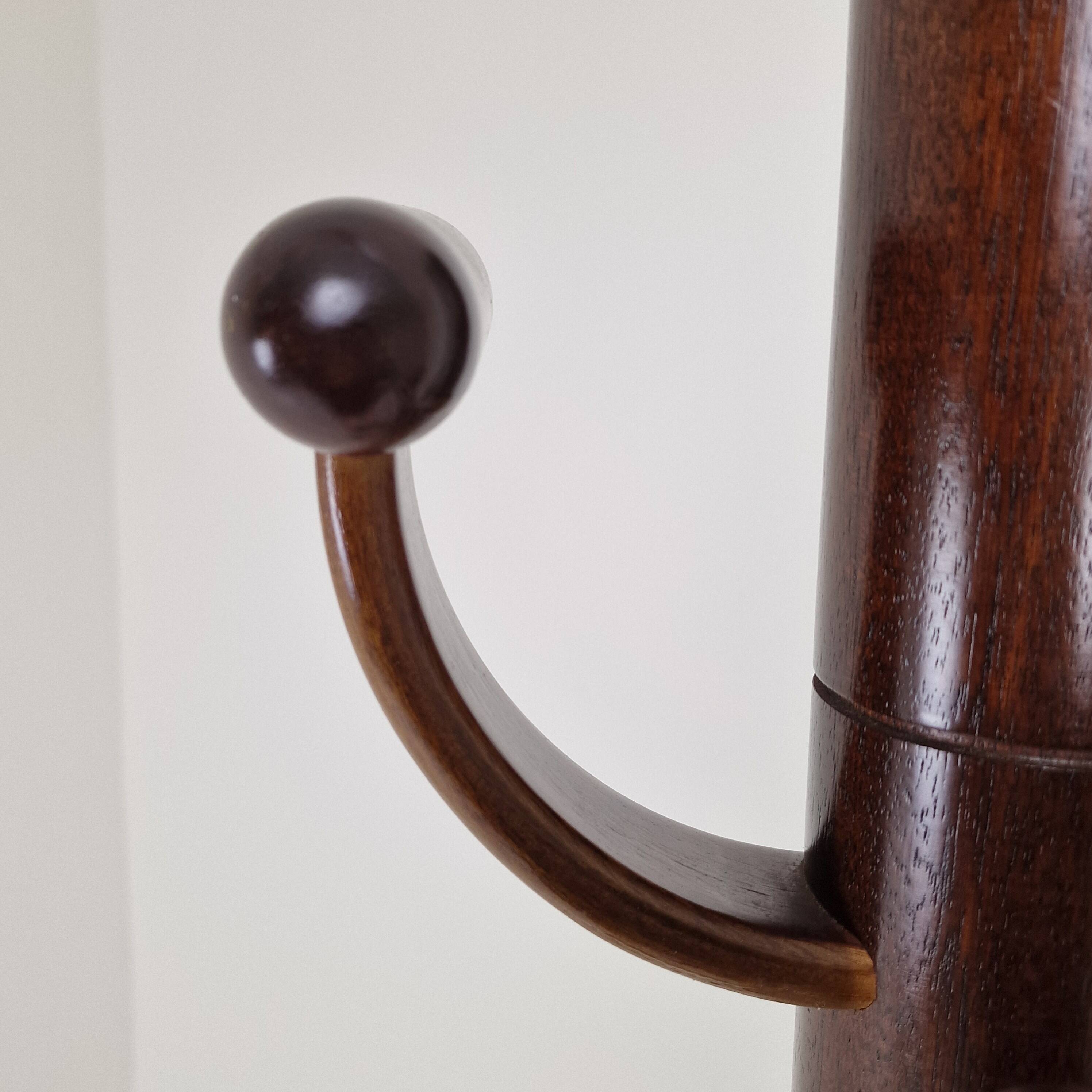 Italian Teak Wooden Coat Rack, 1980s