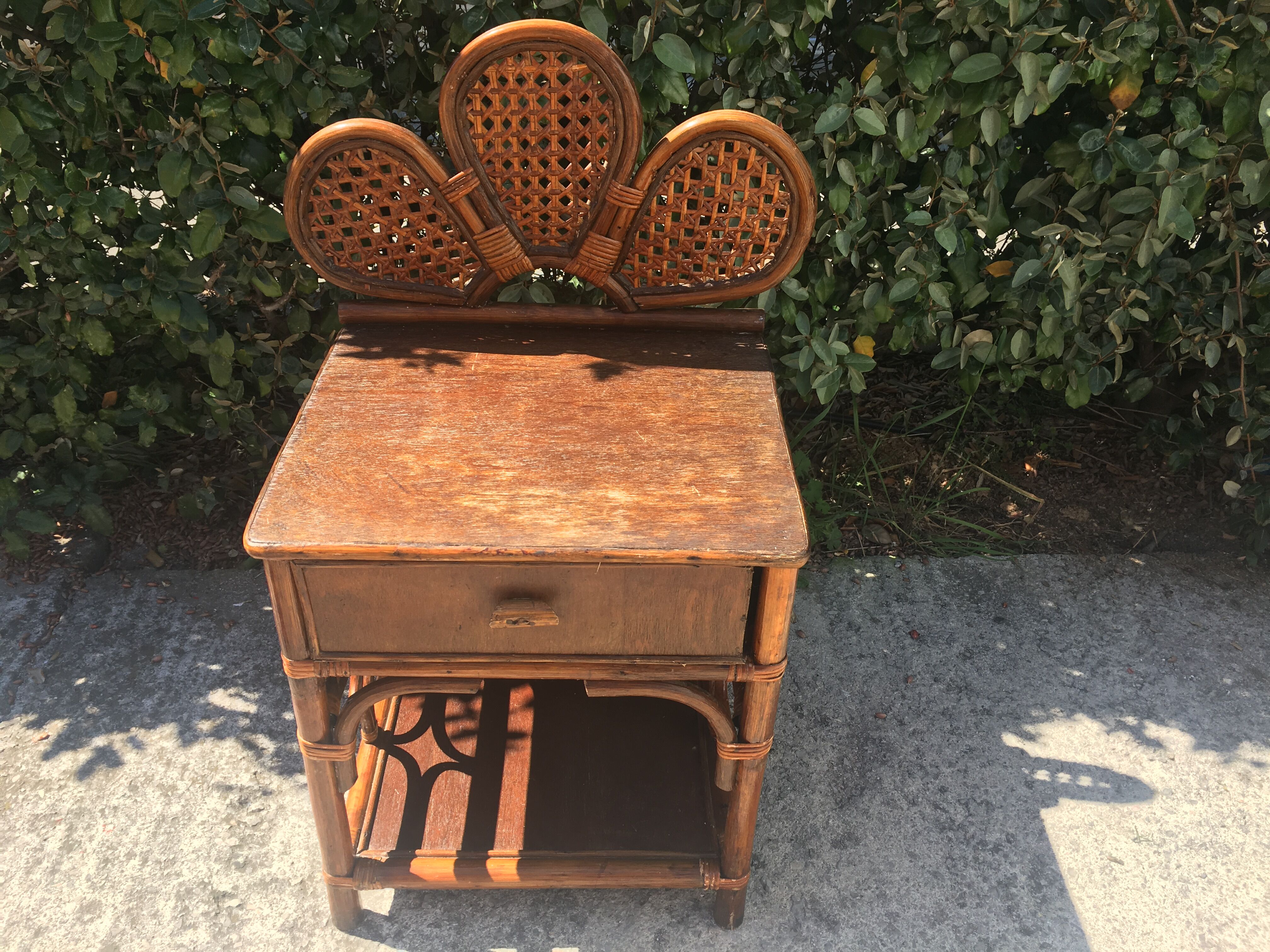 Pair of rattan bedside table