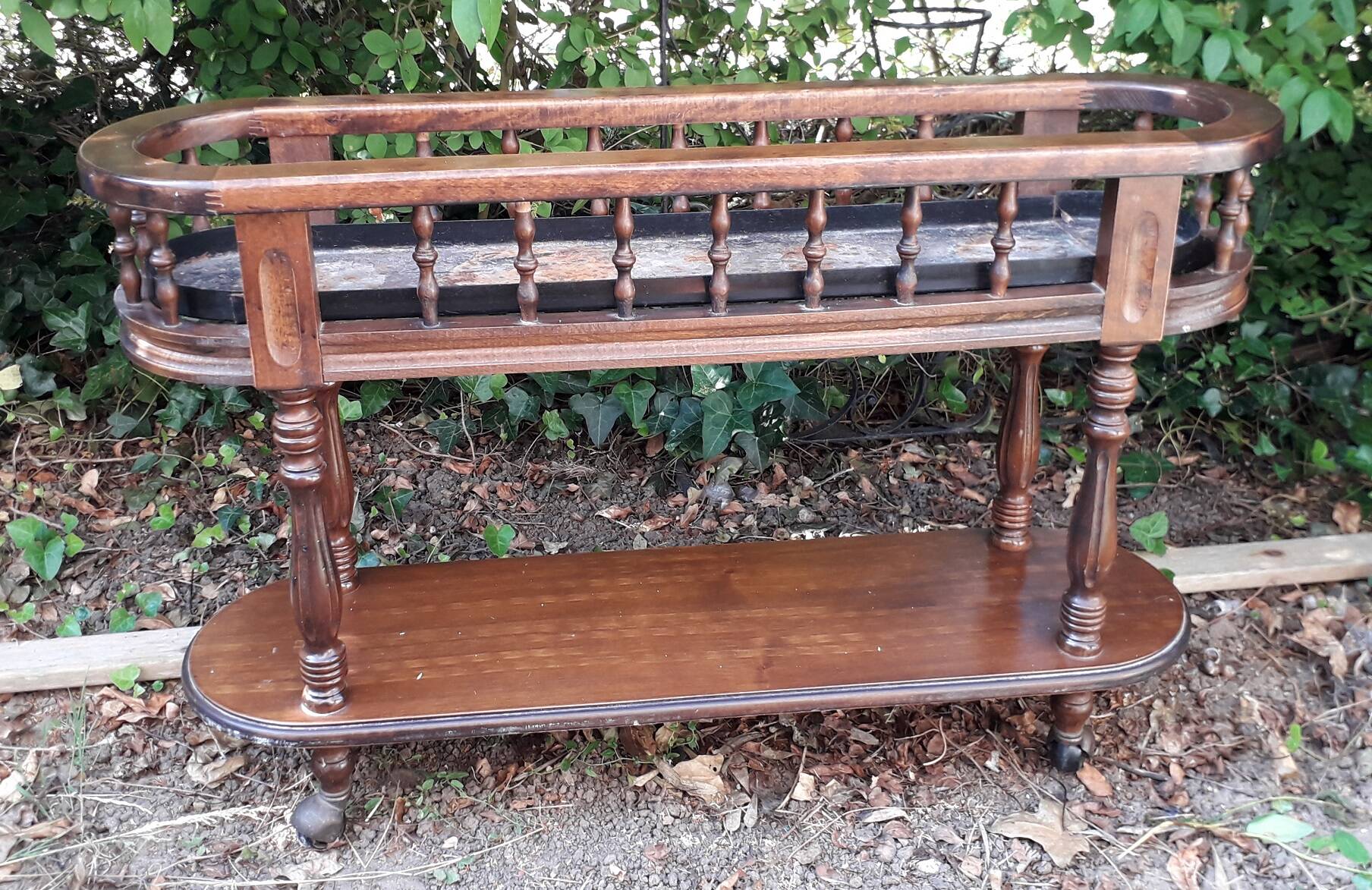 Wooden planter on wheels