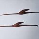 Pair of Midcentury Rare Teak Wall Sculptures of Birds Herons, Denmark, 1960