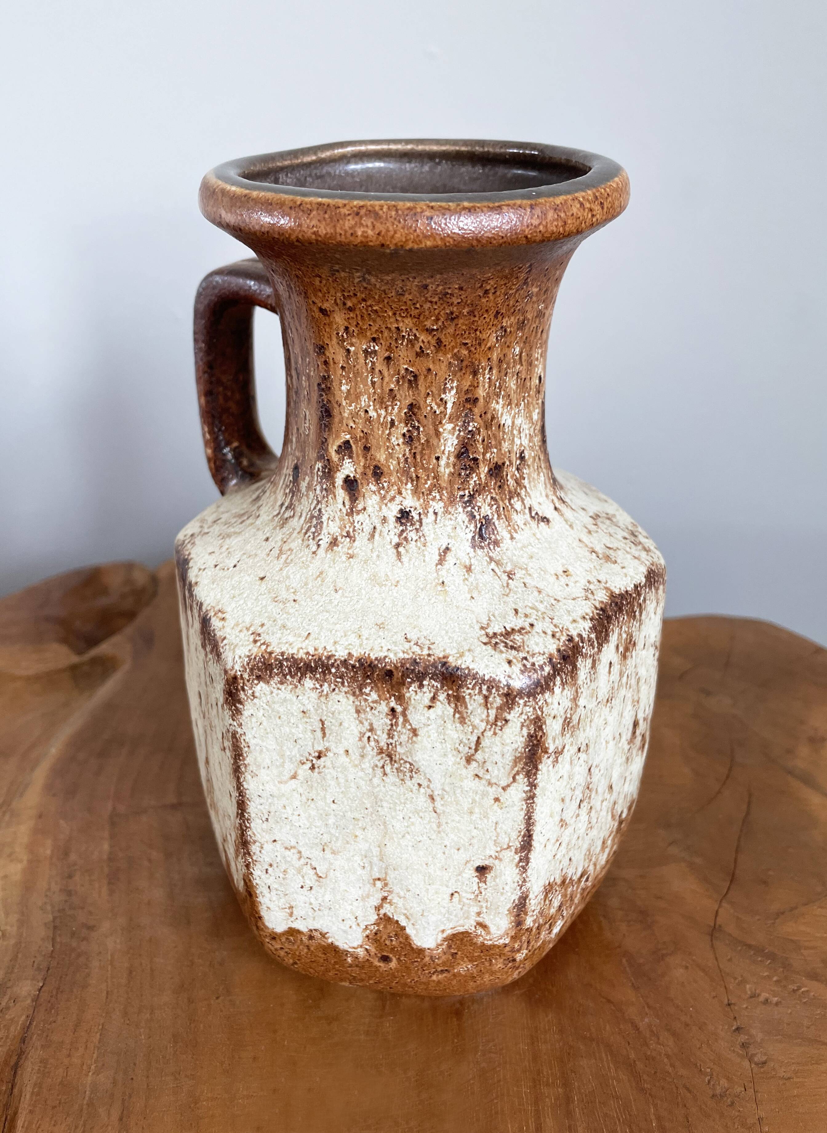 Vase brun-beige Scheurich 497-18, fat lava vintage, poterie d’art ouest-allemande (WGP)