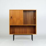 Vintage Nussbaum Vitrinenschrank Highboard Md-Century 1960er