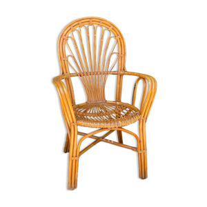 fauteuil en rotin vintage