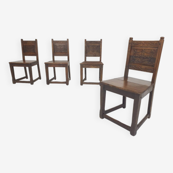 Set of four Spanish antique dining chairs, 1930's